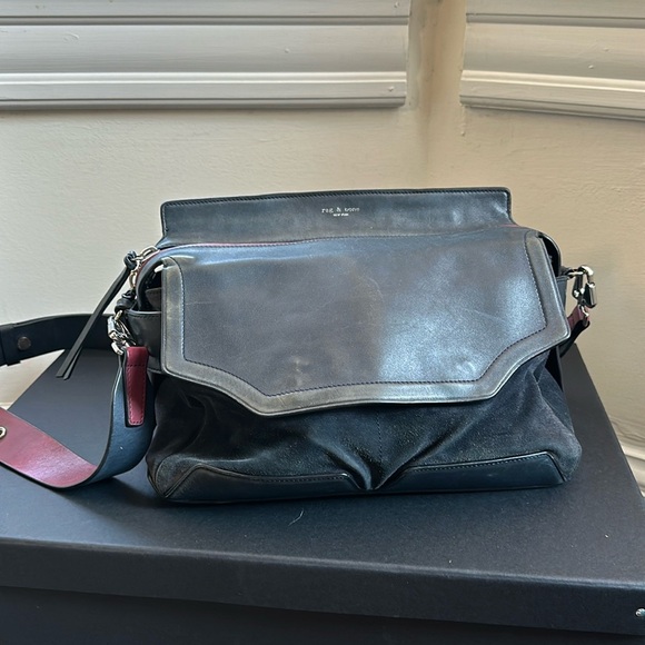 rag & bone Pilot Leather and Suede Satchel Bag - Picture 1 of 6